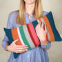 Bold Contrasting Stripe Rectangle Cushion Soft Wool, thumbnail 2 of 6