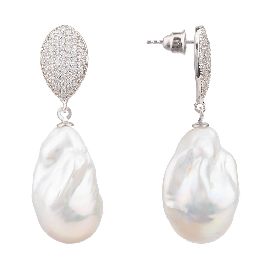 Classic Baroque Pearl Plated Silver Drop Earrings By Latelita ...