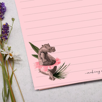 A5 Pink Letter Writing Paper With Jungle Animals, 2 of 4