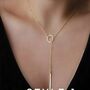 Bar Drop Circle Y Shape Silver Plated Lariat Necklace, thumbnail 5 of 10