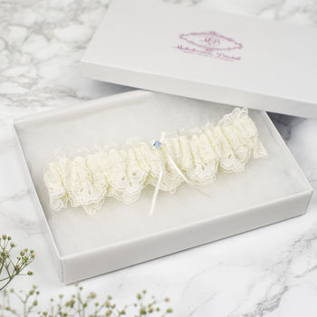 Embroidered Tulle Lace Bridal Garter, 2 of 5