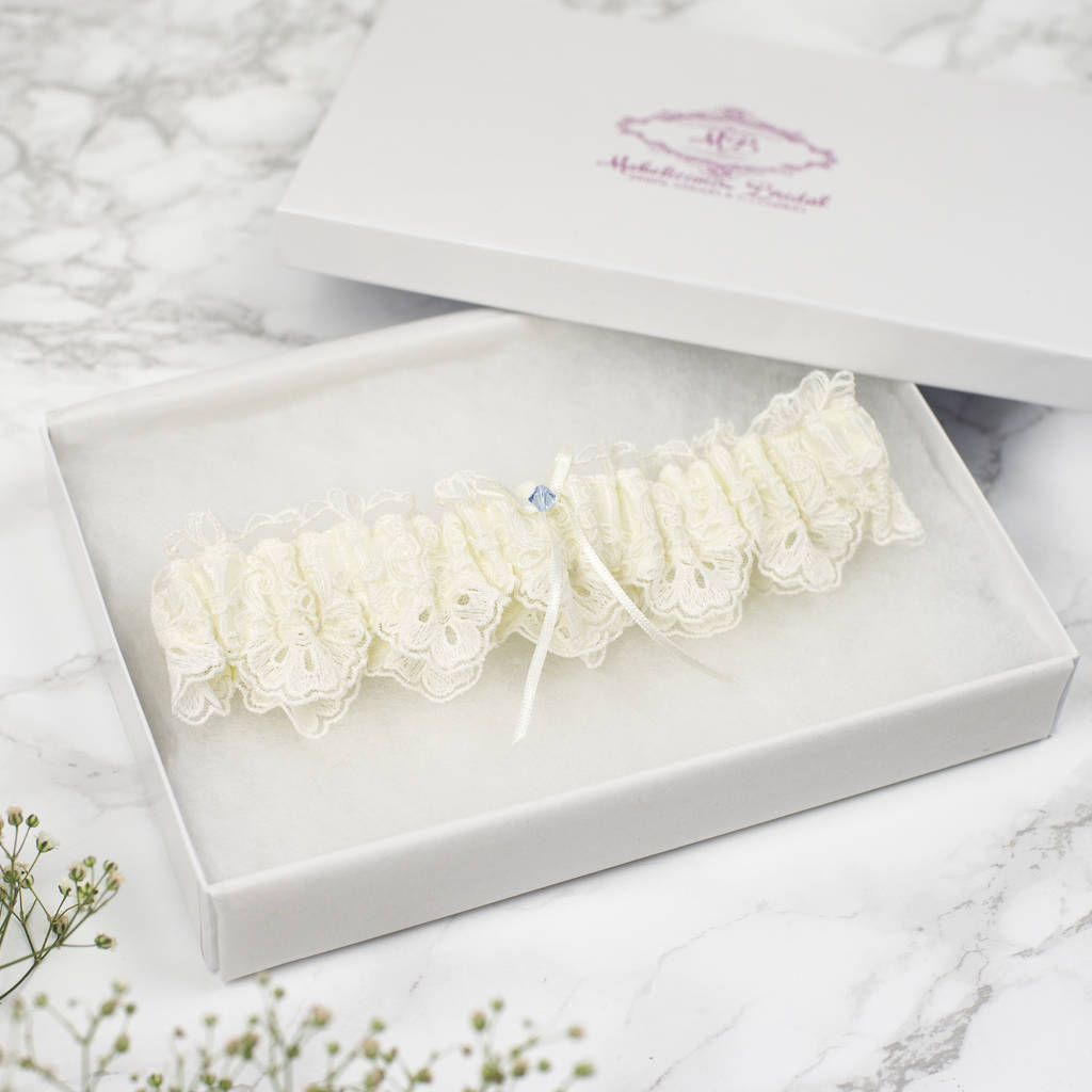 Embroidered Tulle Lace Bridal Garter, 1 of 2