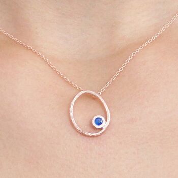Sapphire Gold Plated Silver September Birthstone Oval Necklace, 6 of 6