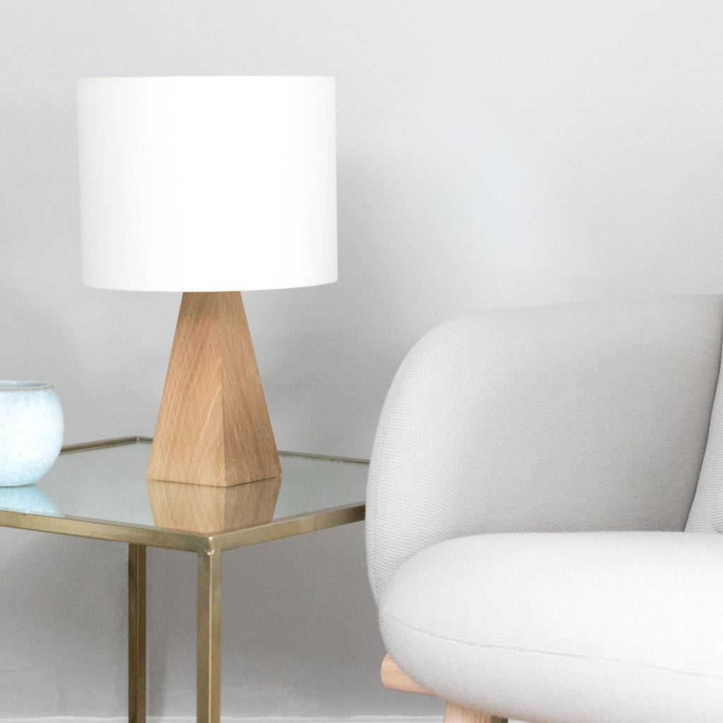 Oak Pyramid Small Table Lamp By Urbansize | notonthehighstreet.com