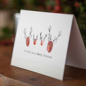 Christmas Reindeer Fingerprint Card Making Kit, 3 of 10