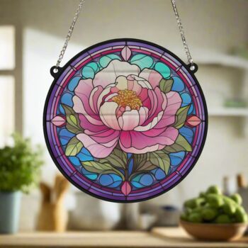 Peony Stained Glass Effect Suncatcher, 4 of 6