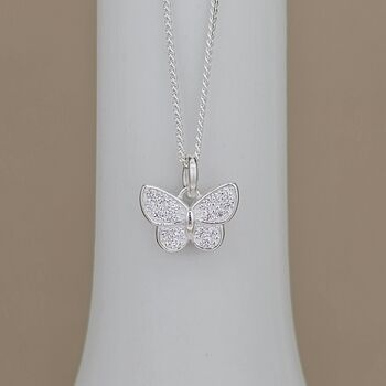 Sterling Silver Cz Butterfly Necklace, 2 of 3