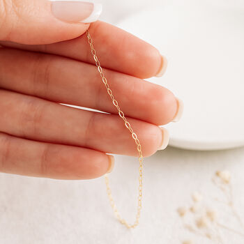 Solid 9ct Gold Light Trace Chain Necklace – 16in To 20in, 2 of 11