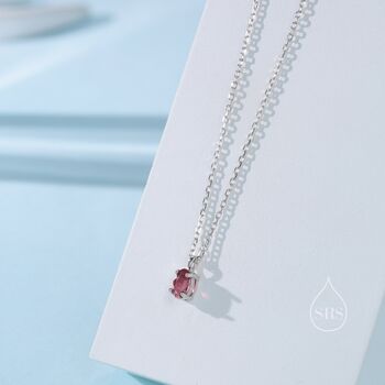 Tiny Genuine Pink Tourmaline Oval Pendant Necklace, 8 of 12