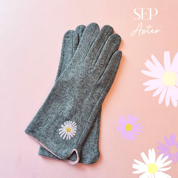 Embroidered Birth Flower Merino Wool Touch Screen Gloves, 10 of 12