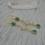 Green Onyx Jade Dangle Drop Gold Earrings, thumbnail 2 of 8