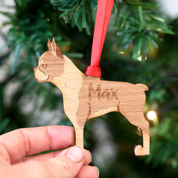 Boston Terrier Personalised Wooden Dog Decoration, 5 of 5