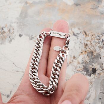 9 Mm Engraveable Flat Curb Bracelet, Cuban Link Bracelet, 5 of 9