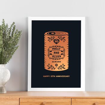 10th Tin Can Wedding Anniversary Print, 3 of 8