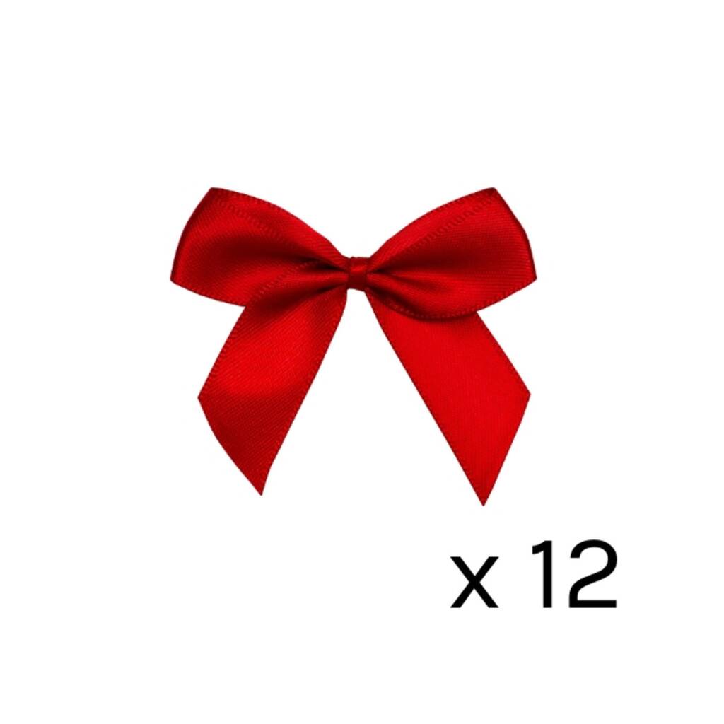 5cm Red Satin Self Adhesive Ribbon Bows X 12, 1 of 1