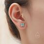 Aqua Green Opal Hydrangea Stud Earrings, thumbnail 6 of 12