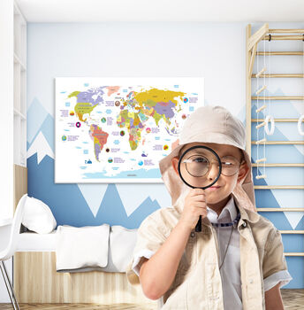 Map Of The World Canvas Print For Kids, 4 of 6