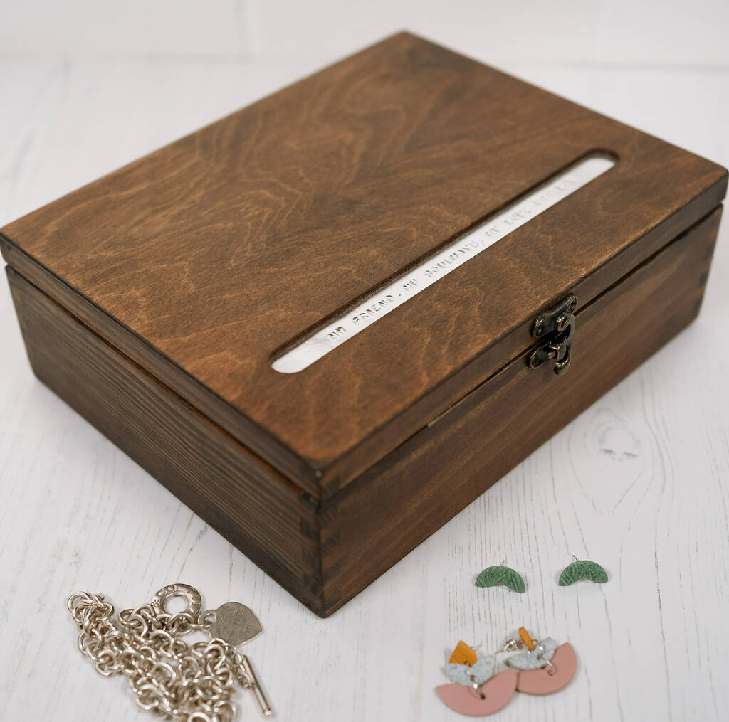 Large Personalised Message Wooden Jewellery Box, 1 of 12