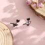 Sterling Silver British Black Bird With Yellow Beak Stud Earrings, thumbnail 6 of 12