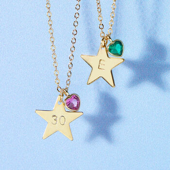Personalised Star And Birthstone Milestone Birthday Necklace, 7 of 11