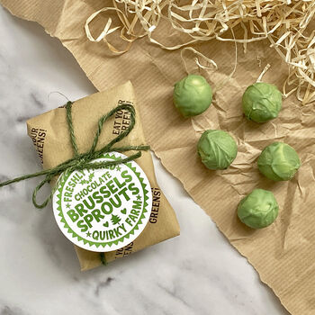 Pair Of Stocking Filler Chocolate Brussels Sprouts, 2 of 6