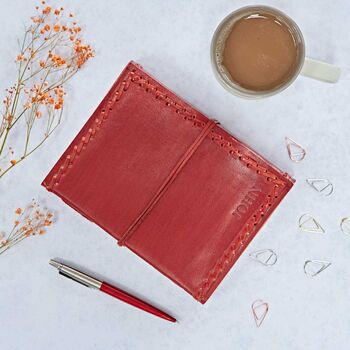 Personalised Stitched Distressed Leather Journal, 4 of 10