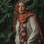 Deep Chocolate Ginkgo Leaf Pashmina Scarf With Tassels, thumbnail 1 of 4
