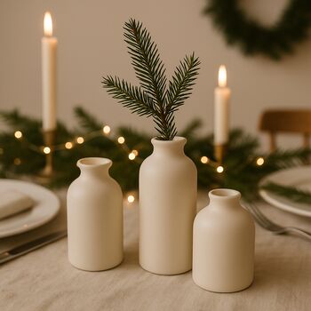 Neutral Ceramic Bud Vases – Set Of Three, 4 of 4
