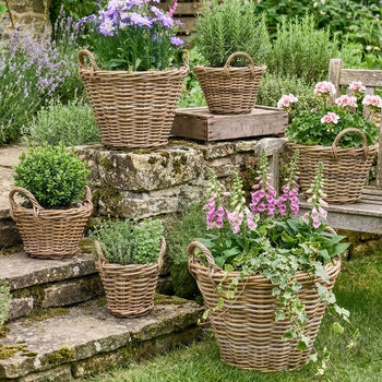 Lira Wicker Round Lined Planter Basket With Handles, 6 of 7