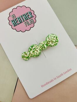 Neon Pale Green Bubble Glitter Resin Hair Clip / Festival Fashion Barrette / Y2 K Rave Aesthetic Hair Accessory, 2 of 5
