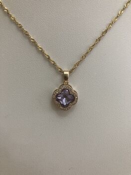 Purple Clover Pendant Necklace, 4 of 7
