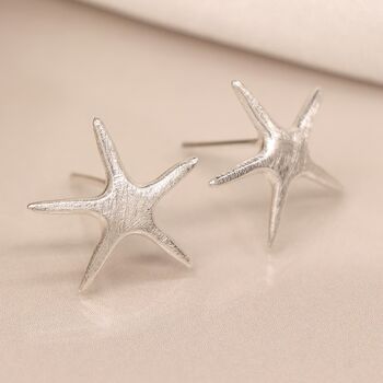 Large Sterling Silver Starfish Stud Earrings, 2 of 6