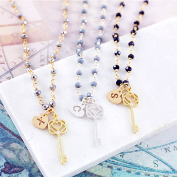 Rosary Necklace With Key Charm, 2 of 6
