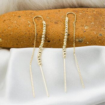 Sterling Silver Dorica Chain Bead Drop Earring, 2 of 6