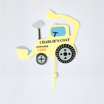 Personalised Coat Hook In Digger Design, 2 of 2