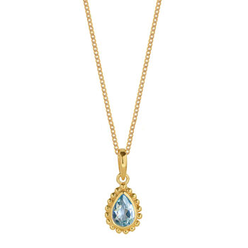 November Birthstone Blue Topaz Gold Plated Necklace, 2 of 12