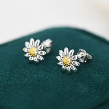 Sweet Daisy Flower Stud Earrings In Sterling Silver, 4 of 12