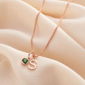 Birthstone And Initial Letter Charm Necklace, 3 of 7