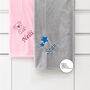 Grey Personalised Name Design Unisex Soft Baby Blanket, thumbnail 2 of 3