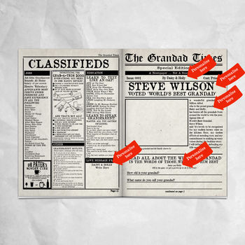 'The Grandad Times' Personalised Newspaper For Grandad, 3 of 8