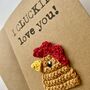 Chicken Love You Crochet Anniversary Valentines Card Handmade, thumbnail 5 of 7