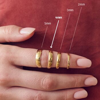 Classic 9ct Yellow Gold Court Wedding Band Ring 4mm, 5 of 5