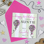 Leopard Love Balloon Auntie Birthday Card, thumbnail 1 of 3