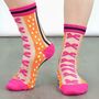 Sheer Pop Socks Ankle Highs Polka Dot Bows Pink Orange, thumbnail 1 of 3