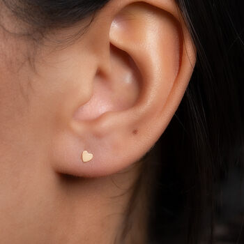 Gold Filled Tiny Heart Stud Earrings, 2 of 9