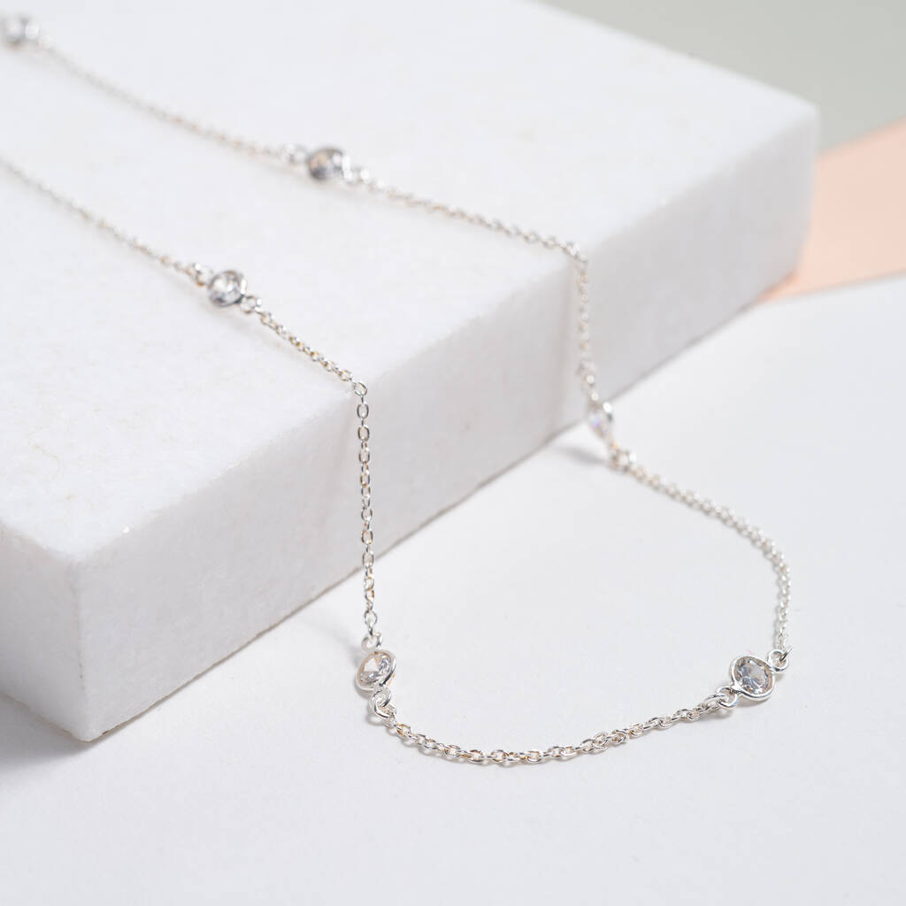Sofia Silver And Cubic Zirconia Gemstone Necklace By Auree Jewellery ...