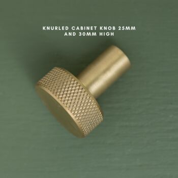Solid Satin Brass Knurled Kitchen Handles And Knobs, 5 of 12