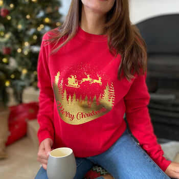 Gold Foil Merry Christmas Sweatshirt / Eco Sustainable, 3 of 6