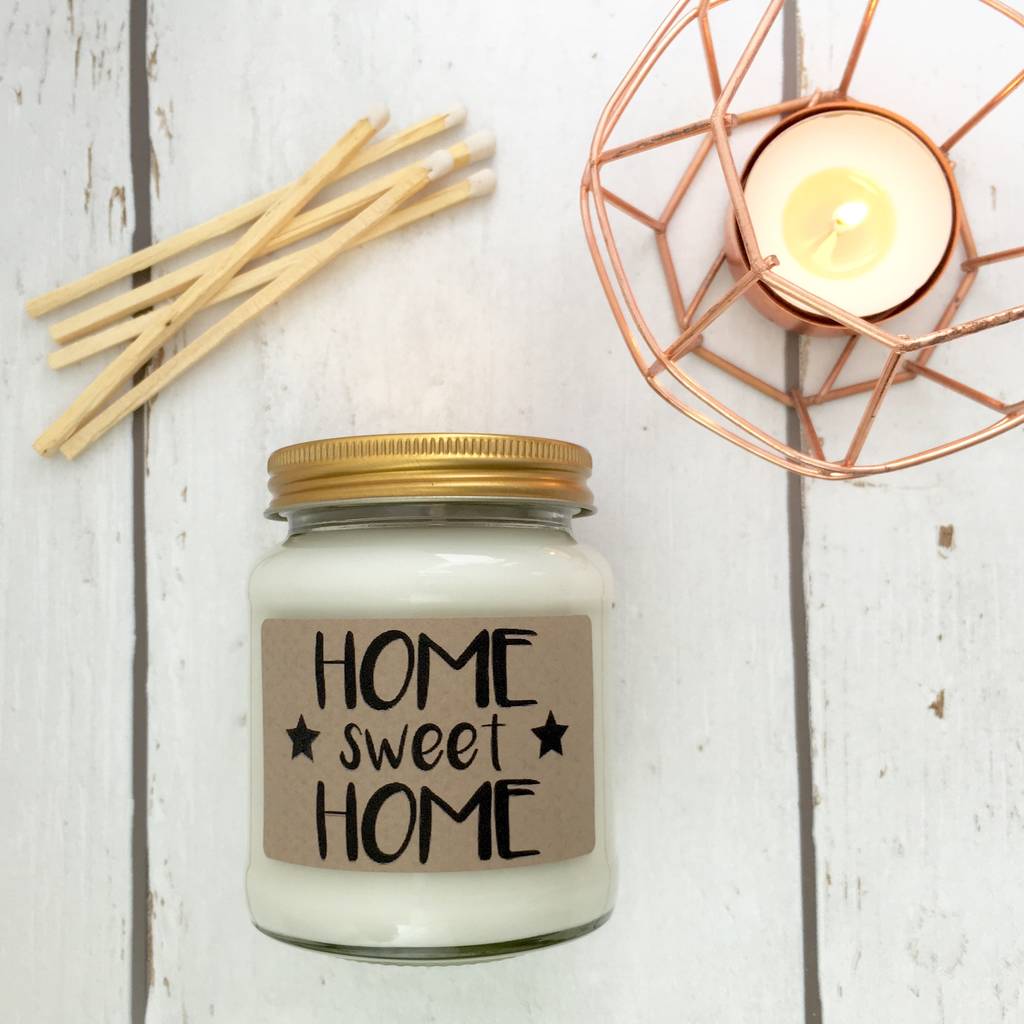 'home sweet home' scented natural soy candle by lollyrocket candle co
