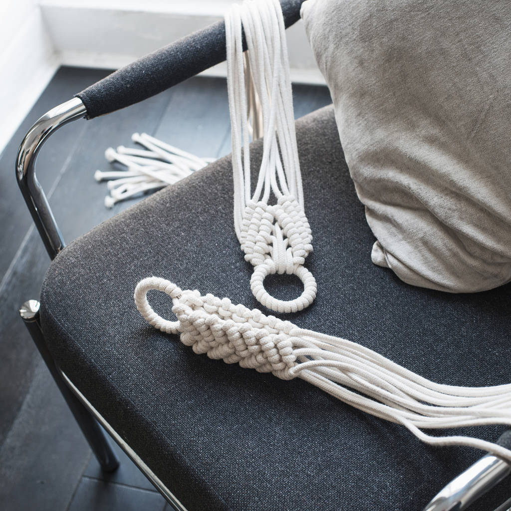 Macrame Plant Hanger 'the Tie' In Cotton Cord By Koala